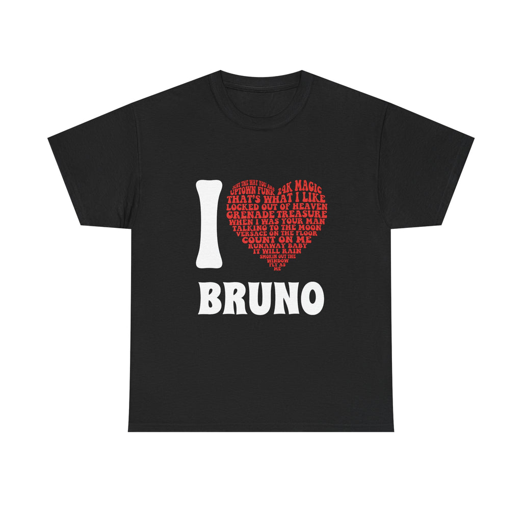 I love Bruno Mars Lyric T-Shirt - Heart Design with Song Titles