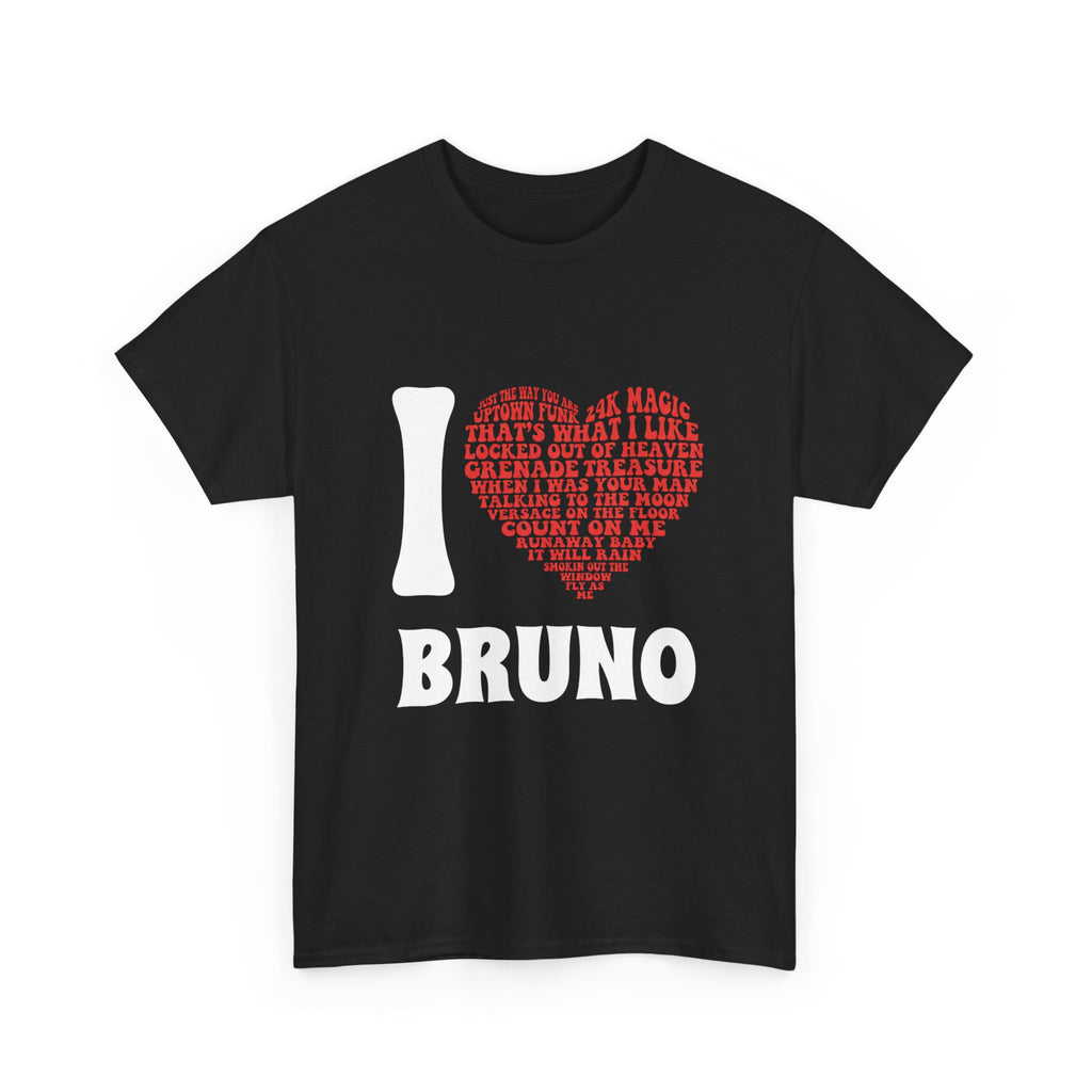 I love Bruno Mars Lyric T-Shirt - Heart Design with Song Titles